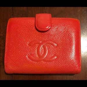 Chanel orange caviar wallet